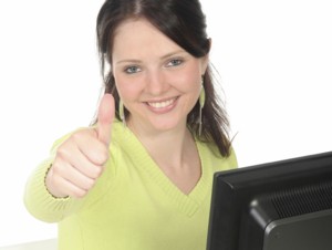 woman giving thumbs up
